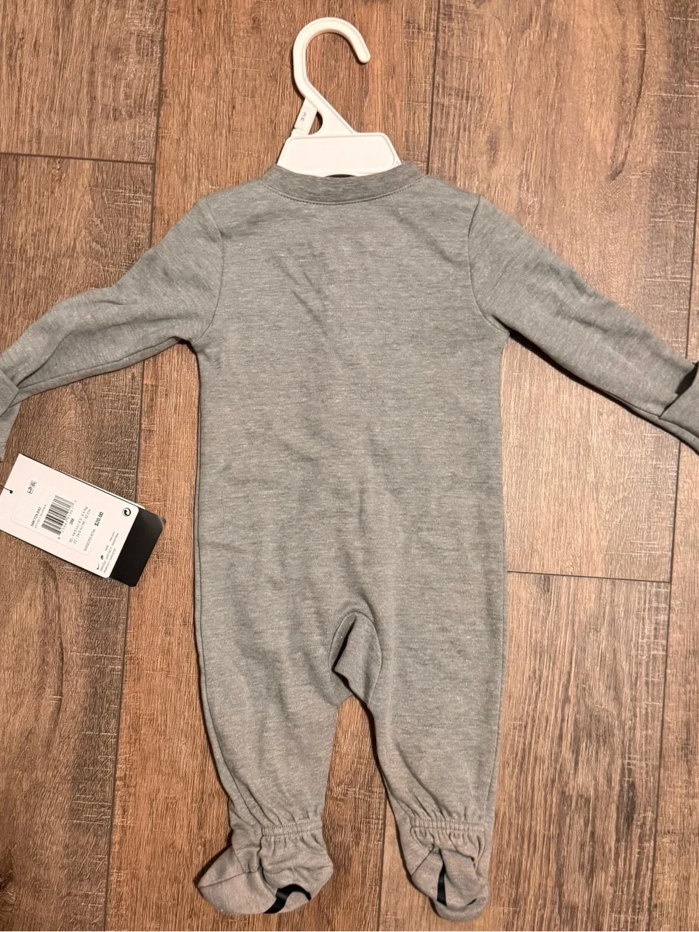 Nike Grey Baby Footed One-Piece Zip Romper